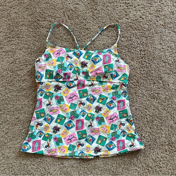 Vera Bradley Stamp Pattern Blue Green Back Tie Sleeveless Top Size Large (12/14) - Picture 3 of 8